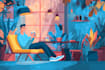 vector cartoon illustration in a modern flat style