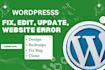 fix, update, website error and prevent website issues