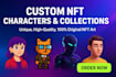 design unique nft characters and collections for opensea and blockchain art