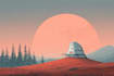 draw a building, landscape into vector art illustration