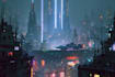 do cyberpunk scifi futuristic city