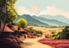 create a flat landscape illustrations in a unique style