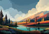 illustrate beautiful flat landscape illustration art