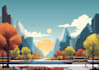 create a stunning and unique flat landscape illustration