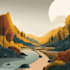 draw custom flat landscape scenery illustration