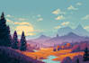 create unique flat landscape illustrations in a modern style