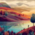 draw flat landscape character logo and friendship portrait