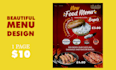 design clean table tent and trifold menu card for restaurants