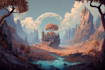 draw fantasy landscape or enviroment art
