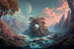 draw landscape  art background and landscape