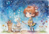 create watercolor children book illustration comic book