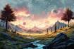 paint professional landscape concept art in painterly style