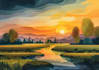 create a beautiful flat landscape illustration