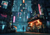 make a cyberpunk futuristic city art