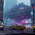 create a cyberpunk futuristic city art