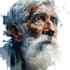 make watercolor old man portrait