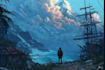 draw realistic background, 2d environment, landscape