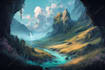 detailed sci fi fantasy landscape, background illustration