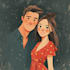 illustrate a romantic family couple portrait
