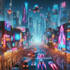 do cyberpunk futuristic city art
