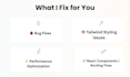 fix bugs and errors in your react or nextjs website fast