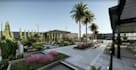 transform 3d hotel courtyard,luxury exterior visuals,3d landscape,modify 2d plan