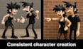 create consistent characters and environments for your storyboard or project