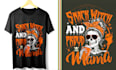 create trendy halloween tshirt design with skeleton art