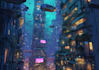 design a cyberpunk futuristic city art