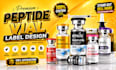 design peptide label, vial label, product label, and 3d mockup