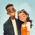 draw unique cartoon couple illustration