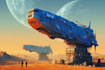 make a sci fi illustration like character, spaceship