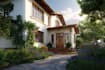 do modern home exterior design, landscape in realistic