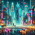 do cyberpunk futuristic city art