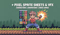 create pixel art characters, vfx sprite animation, retro rpg game sprite sheet