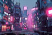 do a cyberpunk futuristic city