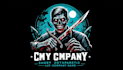 create scary zombie stabbed with a sword logo with text with any file
