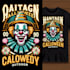 make a vintage halloween tal outdoor candy clown logo mascot  t shirt design