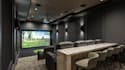 design 3d golf simulator room, fitting studio, lounge design, golf club render