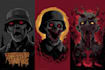 illustrate the undead zombie art in various styles