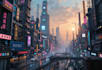 create a cyberpunk futuristic city art