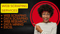 do data mining, web scraping, excel