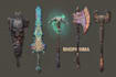 design creative concept art of weapons and items