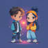 draw cute couple chibi illustration
