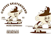 make vector skull coffee cup cartoon character logo