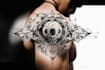 do black and white geometric custom tattoo