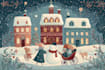 draw cute beautiful christmas card illustration