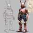 do anime style mecha robot illustrations