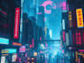 do cyberpunk futuristic city art