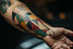 create sleeve tattoo design in geometric style